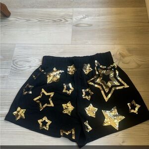 Black and Gold Star Sequin Women's Shorts